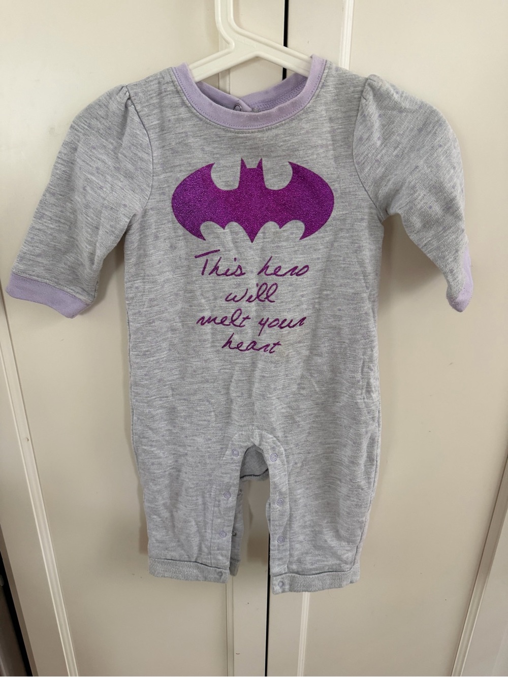 batgirl 6-12m One-Piece Romper with Bat Graphic